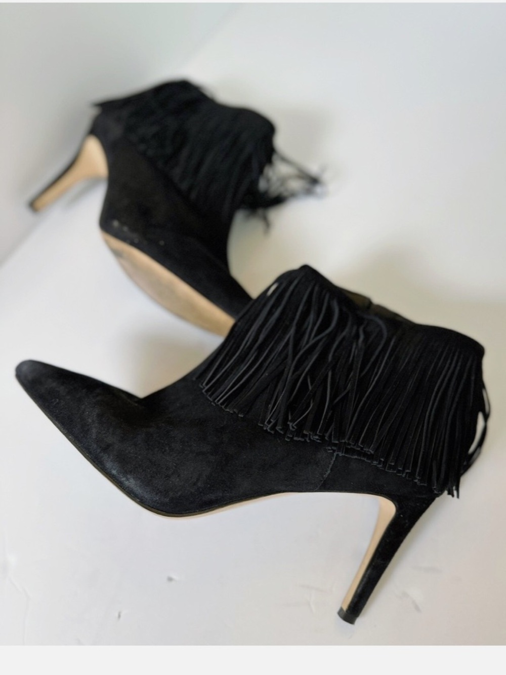 Sam Edelman Black Suede Fringe Ankle Boots